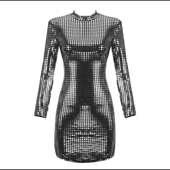 Silver Mirror Disco Dress - Picture 7 of 12